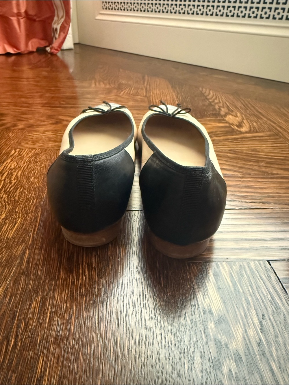 J. Crew Kiki Contrast Ballet Flats in Beige with Silver Toe and Black Trim - Picture 4 of 5